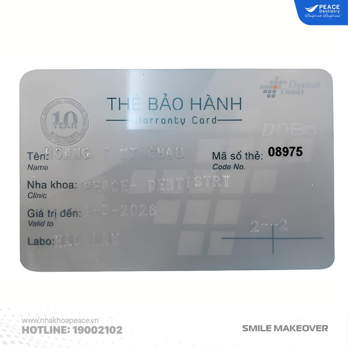 thẻ bảo hành răng sứ
